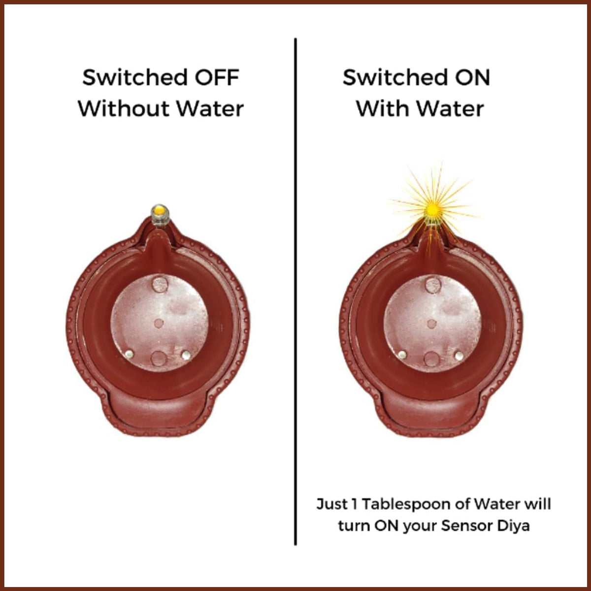 Set of six water sensor diyas in their packaging, ready for gifting.