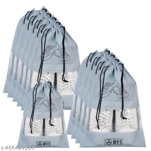 Pack of 10 shoe Bag for Travel & Storage - Waterproof Shoe Cover, Dustproof Drawstring Shoe Pouch with Transparent Window - Portable, Reusable, Washable