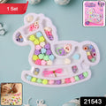 Close-up of craft set beads including alphabet and cute shapes for kids jewellery making